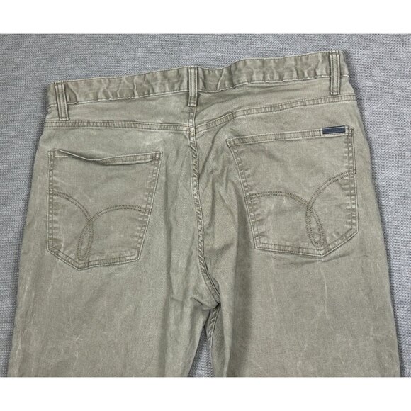 Calvin Klein Jeans Mens Khaki Dusty Green Denim Mid Rise Straight Leg Size 36X30 - Picture 4 of 14